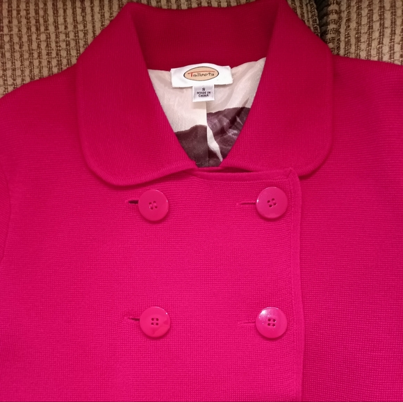 Talbots | Merino Wool Pink Raspberry Double Breasted Peacoat Womens Size Small - Picture 4 of 6
